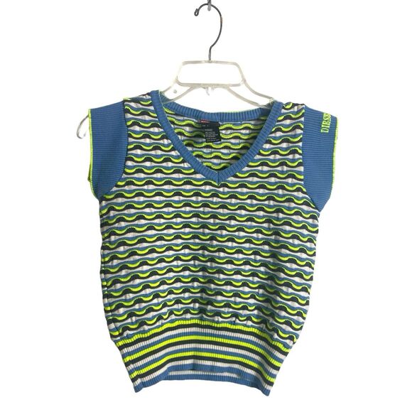 Y2K Diesel Sweater Vest Sz S Made In Italy Sleeveless Knit V-Neck Streetwear - Picture 2 of 10